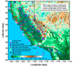 Base map indicating the locations of the observing networks being installed in California by NOAA/ESRL and partners as part of CA-DWR's EFREP Program.