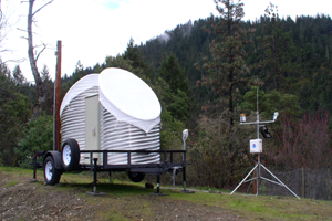 Snow-level radar and surface meteorology equipment at Happy Camp, California.
